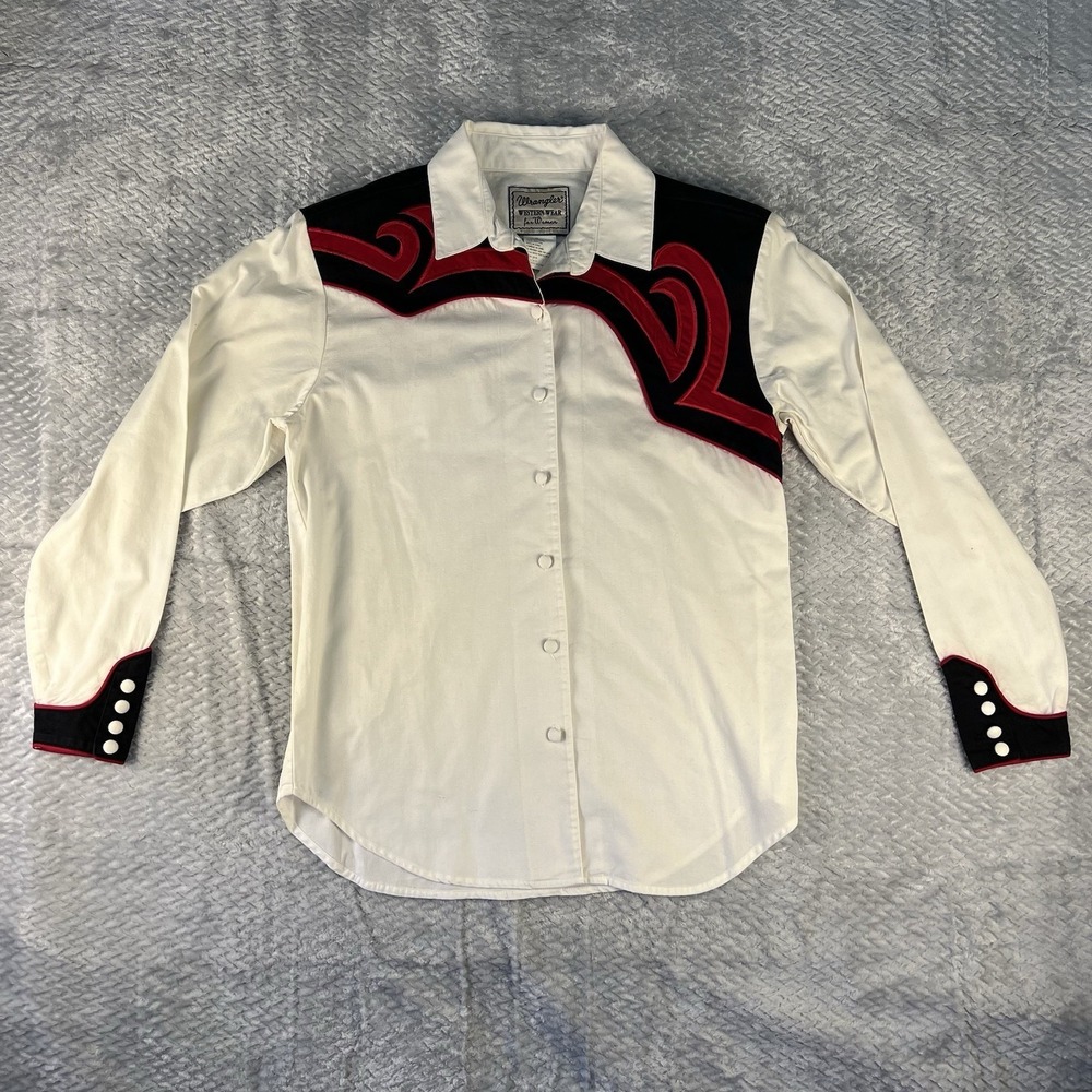 Wrangler Western Show Shirt Womens M Rodeo Cowgirl Embroidered Yoke Southwest